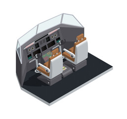 Canvas Print - Airplane Interior Isometric Isolated Composition