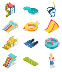 Poster - Aqua Park Isometric Icon Set