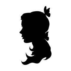 Poster - Vector silhouette of woman with butterfly.