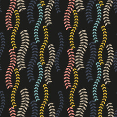 Aufkleber - Vector floral seamless pattern with stylized twigs and leaves in retro style.