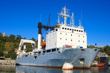 large ship in the bay