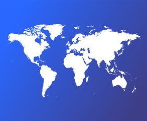 Fototapete - Vector World Map on blue background. Very High detail illustration.