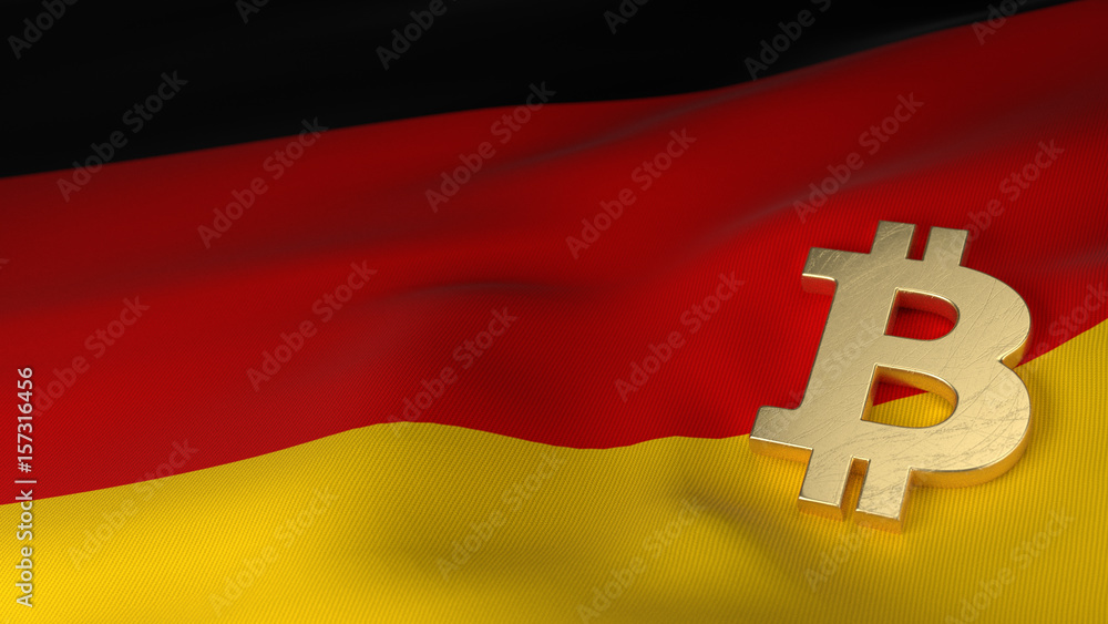 Bitcoin Currency Symbol on Flag of Germany