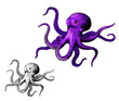 octopus, ink hand drawn vintage vector