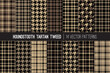 Brown Houndstooth Tartan Tweed Vector Patterns. Men's Fall or Winter Fashion. Father's Day Background. Traditional Formal Dogs-tooth Check Fabric Textures. Pattern Tile Swatches Included
