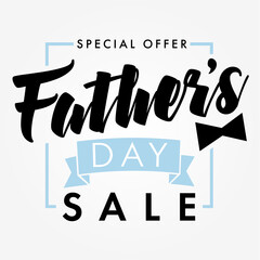 Wall Mural - Father Day special offer SALE banner light. Special offer Father`s Day sale promotion vector design