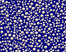 Siver Metal Spheres Or Bubbles Of Various Sizes On Blue Background