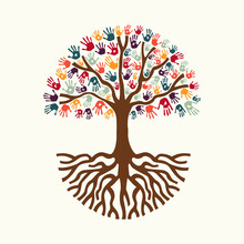 Tree Hand Illustration For Diverse People Team Help
