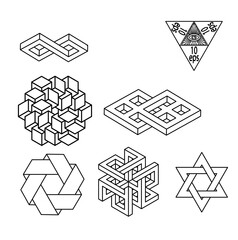 Wall Mural - Impossible geometry symbols vector set.