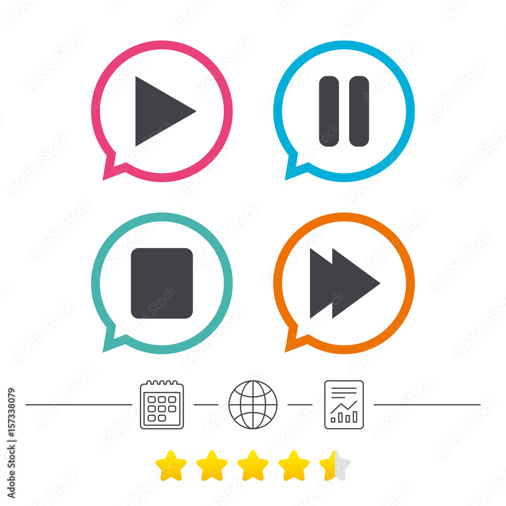 Player navigation icons. Play, stop and pause. Stock Vector | Adobe Stock