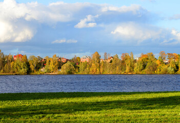 Canvas Print - View of Neva River at evening.