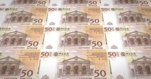Banknotes Of Fifty Macanese Patacas Of Macau Rolling, Cash Money, Loop
