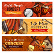 Music concert or festival vector banners set