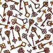 Vector seamless pattern of sketch vintage keys