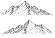 Set of hand drawn vector illustrations the mountains in engraving style