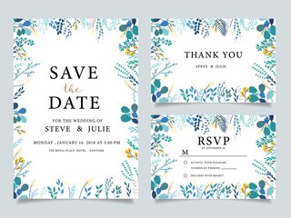wedding invitation card with flower templates