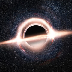 Wall Mural - gargantua galaxy design, graphic 3d illustration, red wormhole or black hole shine in space, inspira