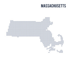 Wall Mural - Vector dotted map State of Massachusetts isolated on white background .