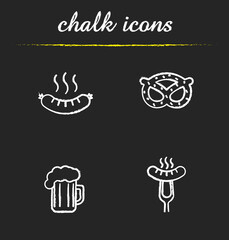 Sticker - Beer snacks chalk icons set