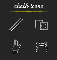 Canvas Print - Billiard accessories chalk icons set