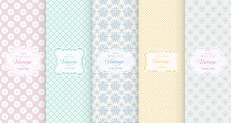 Wall Mural - pastel retro different vector seamless patterns