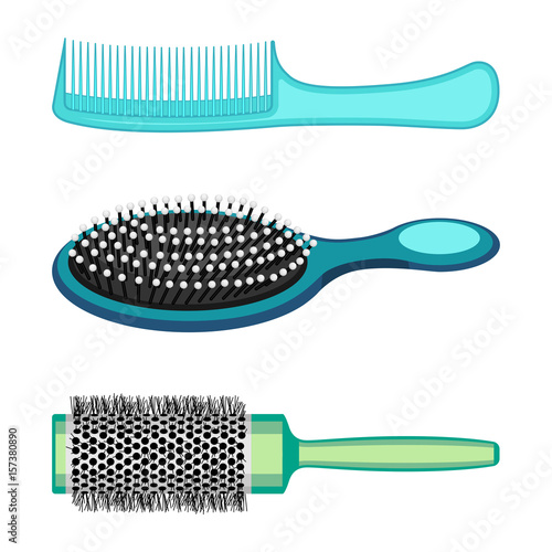 Cuadros en Lienzo Types of hair combs and hairdressing brushes vector illustration isolated