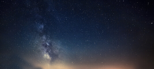 milky way on starry night sky. star filed
