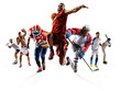 canvas print picture - Sport collage boxing soccer american football basketball baseball ice hockey etc