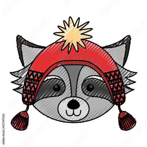 Cute Scribble Christmas Raccoon Face Cartoon Graphic Design Buy This Stock Vector And Explore Similar Vectors At Adobe Stock Adobe Stock