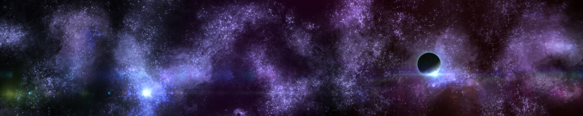 Wall Mural - Space landscape, panorama of space, star clusters, 3D rendering