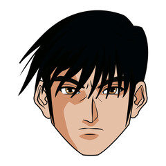 Wall Mural - anime style male character head vector illustration