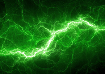 Wall Mural - Green lightning, abstract plasma background