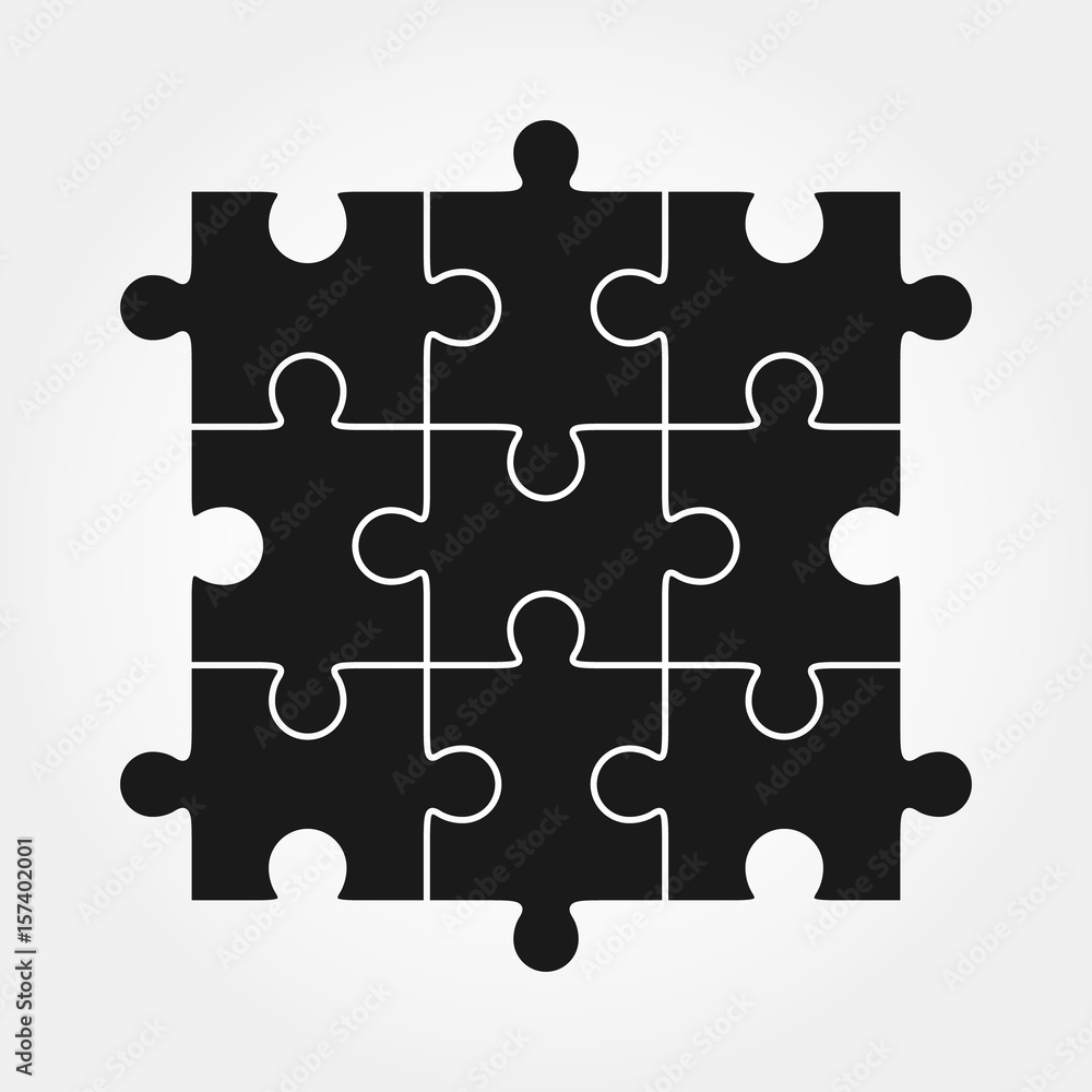 Vector de Stock Jigsaw puzzle vector, nine pieces | Adobe Stock