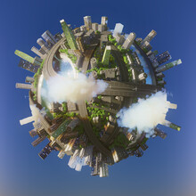 Conceptual Planet City 3d Rendering