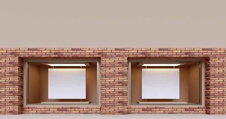 Wall Mural - 4k. empty storefront. brick wall.