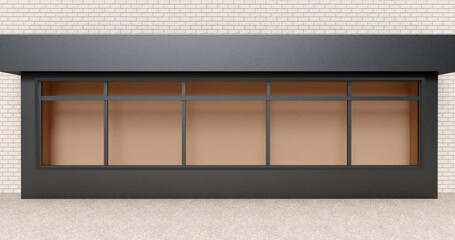 Wall Mural - 4k. storefront with a wooden facade on red brick wall background.