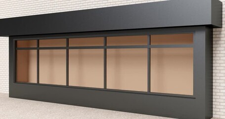 Wall Mural - 4k. storefront with a wooden facade on brick wall background.