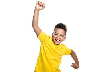 Wall Mural - Adorable african boy on studio white background