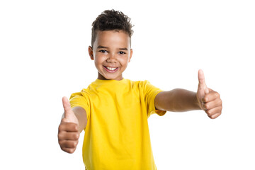 adorable african boy on studio white background