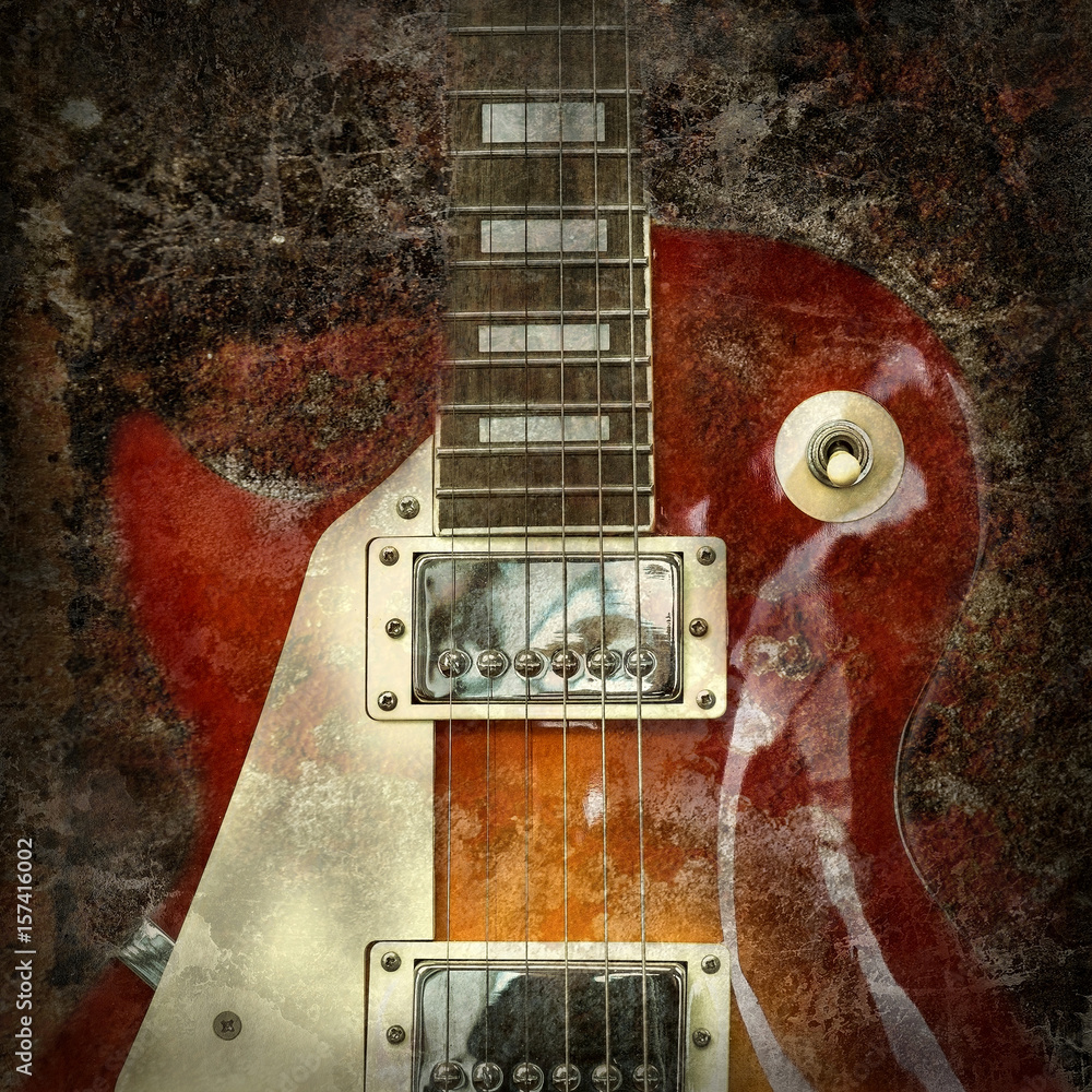 Fotografiet, Poster Rock guitar. Close-up view part of guitar ...