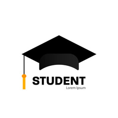 Wall Mural - Graduate cap, student in a flat style on a white background