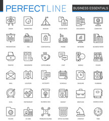 Wall Mural - Business essential thin line web icons set. Outline stroke icons design.