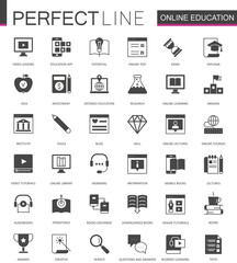 Aufkleber - Black classic education, video online e-learning web icons set.