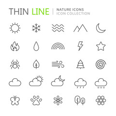 Collection of nature thin line icons
