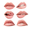 © Africa Studio - Collage of female lips on white background. Natural makeup