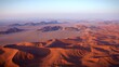 Aerial of the sossusvlei in namibia at sunset