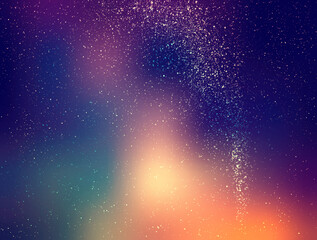 Wall Mural - starry sky illustration, stars and milky way on colored night sky with clusters of stars