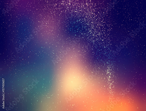 Starry sky illustration, stars and milky way on colored night sky with clusters Tablou Canvas
