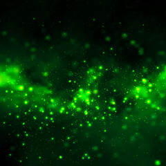 Wall Mural - colored green galaxy clouds with stars and nebula. stars in night sky background