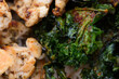 Crispy kale chips with fried chicken, herbs, spices and paprika powder. Diet food
